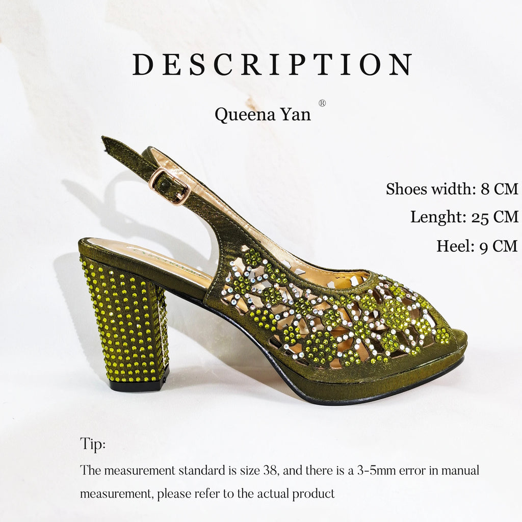 Queena Yan Popularity Olive Color Rhinestone Decoration Design Peep