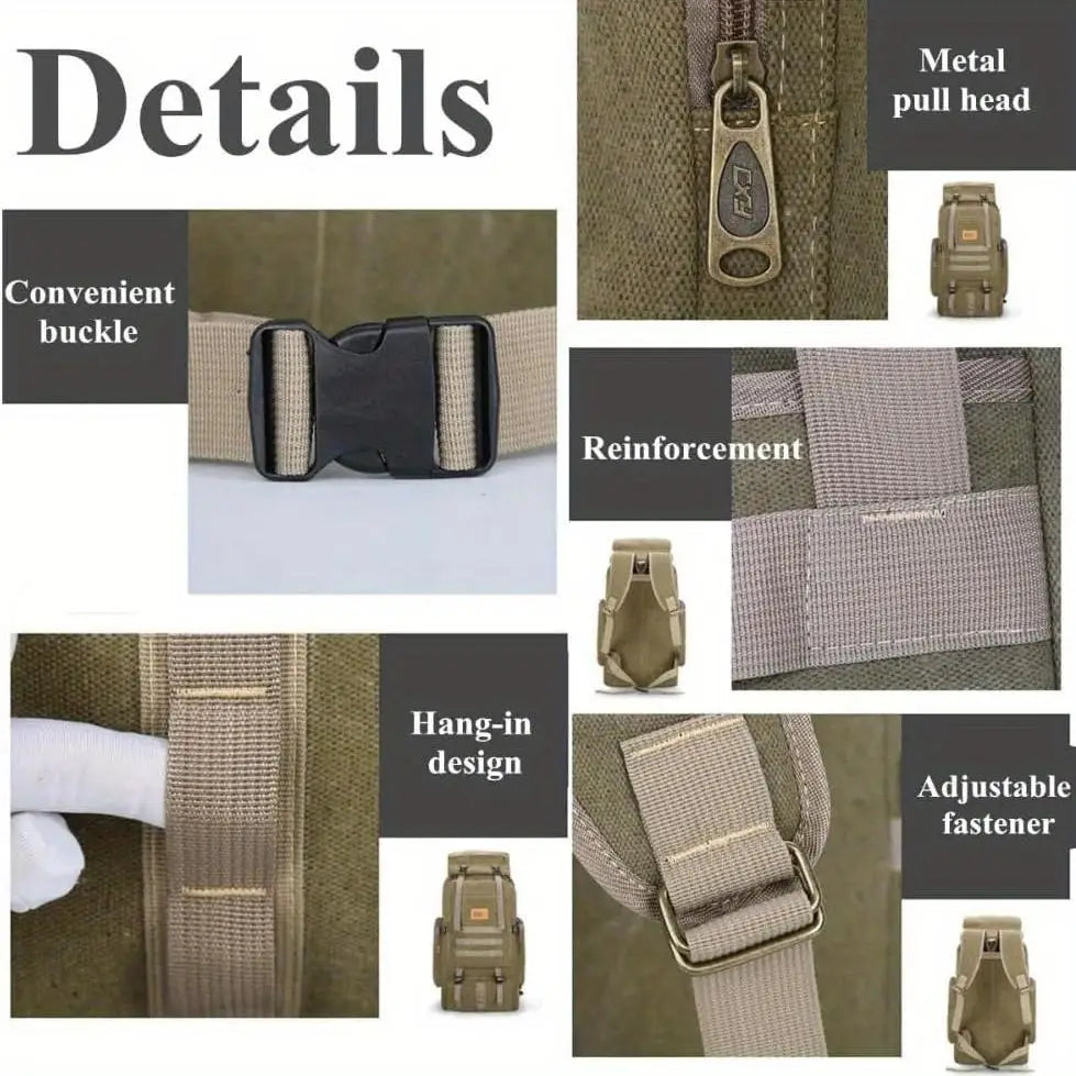 1pc 90L Hiking Daypack Backpack Canvas Hydration Pack for