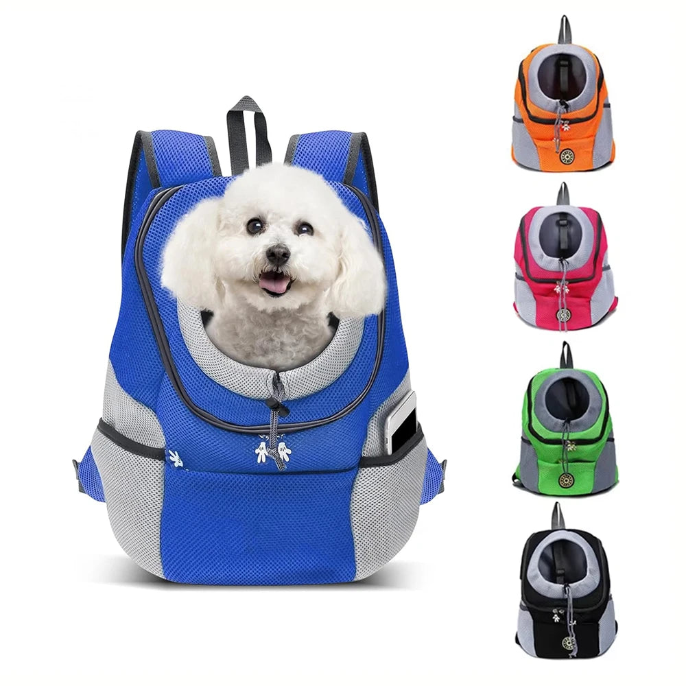 Pet Backpack Carrier for Small Dogs & Cats - Front-Folded Travel Backpack with Ventilation Mesh & Harness-Like Zipper Lock