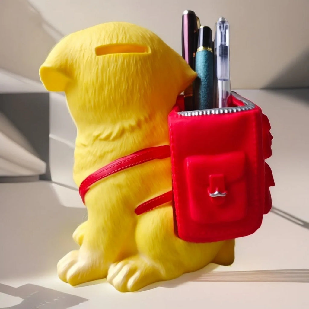 Cute Dog Pen Holder & Money Bank - Multifunctional Kawaii Desk Organizer for Office School Stationery Storage Decor