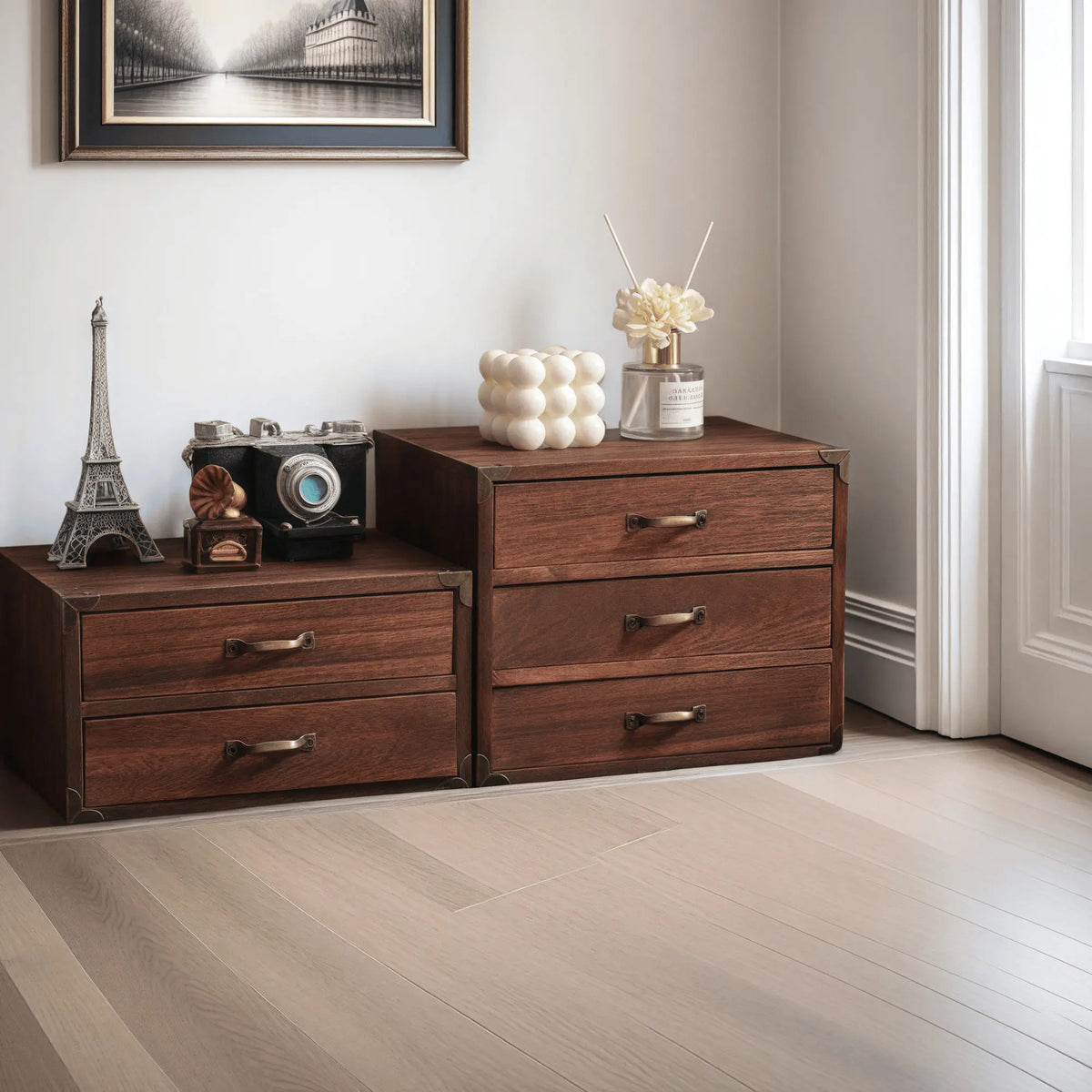Household storage cabinet multi-layer solid wood storage cabinet wall-side large-capacity storage drawer type organizer kitchen