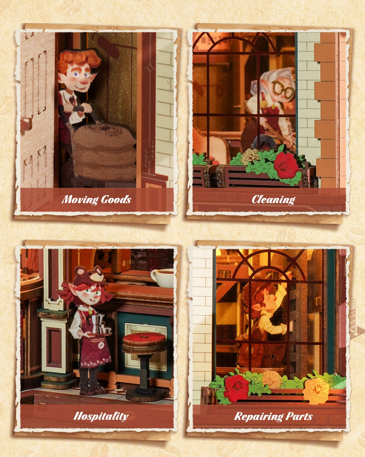 ROKR Wooden 3D Puzzle Dream Coffee Factory Music Box