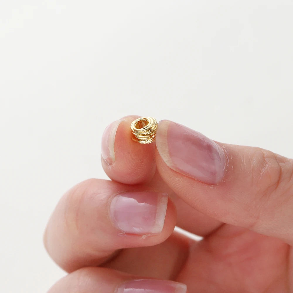 10/30/50Pcs/Pack 14K/18K Gold Plated Brass Weaving Ball Spacer Beads