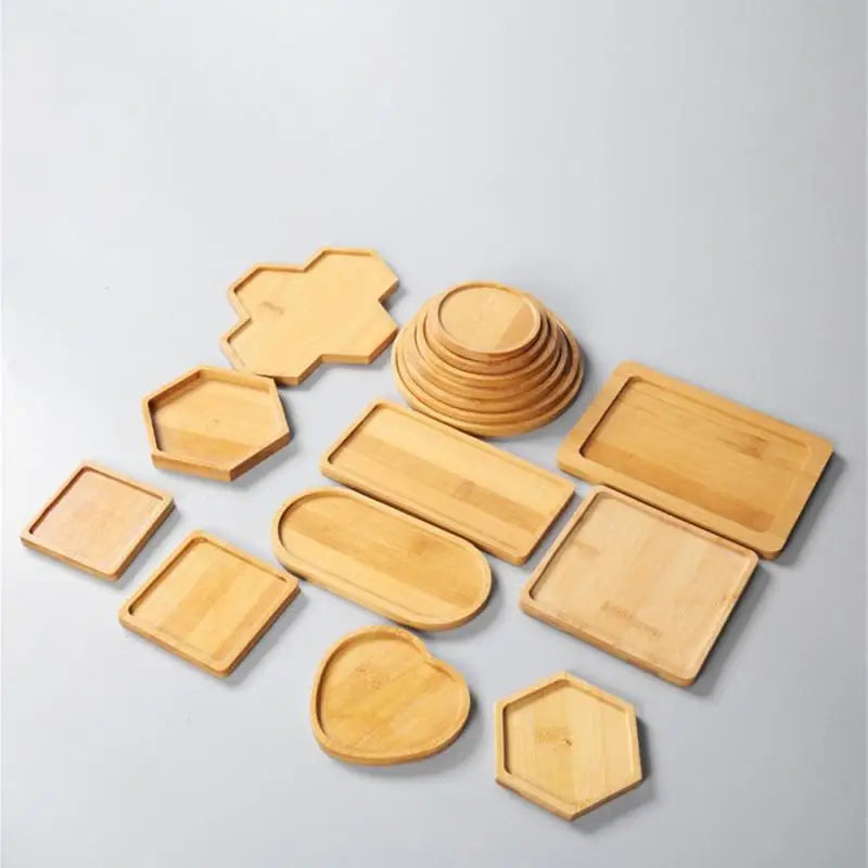 17 Style Bamboo Tray Wood Saucer Flower Pot Tray Cup Pad Coaster Plate Kitchen Decorative Plate Creative Coaster bandeja 화분받침대