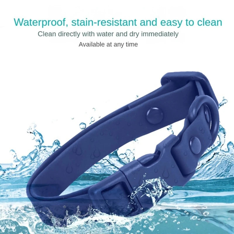 448B Waterproof Dog Collar Adjustable Length Macaron Color Pet Collar with Leash Large Dog Training Accessories