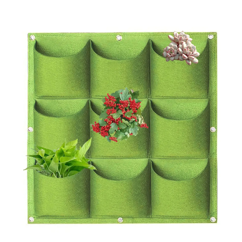 Felt Vertical Wall Planter Outdoor Herb Vegetable Hanging Garden Plant Holder for Railing, Balcony, Fence,Plant growth bag，