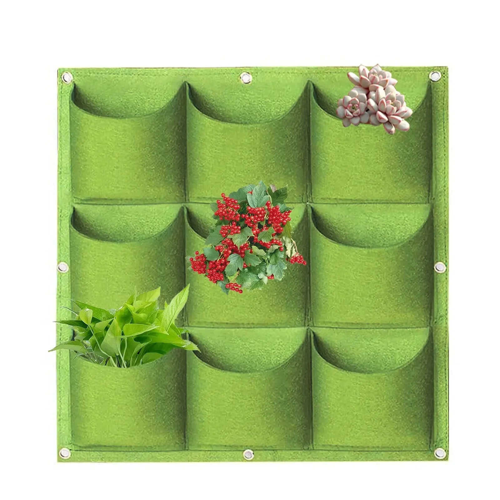 Felt Vertical Wall Planter Outdoor Herb Vegetable Hanging Garden Plant Holder for Railing, Balcony, Fence,Plant growth bag，