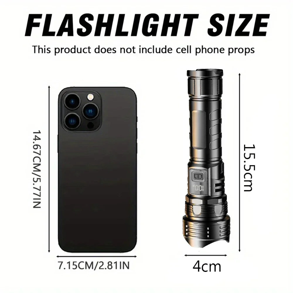High Power LED Flashlight - USB Rechargeable 1000LM
