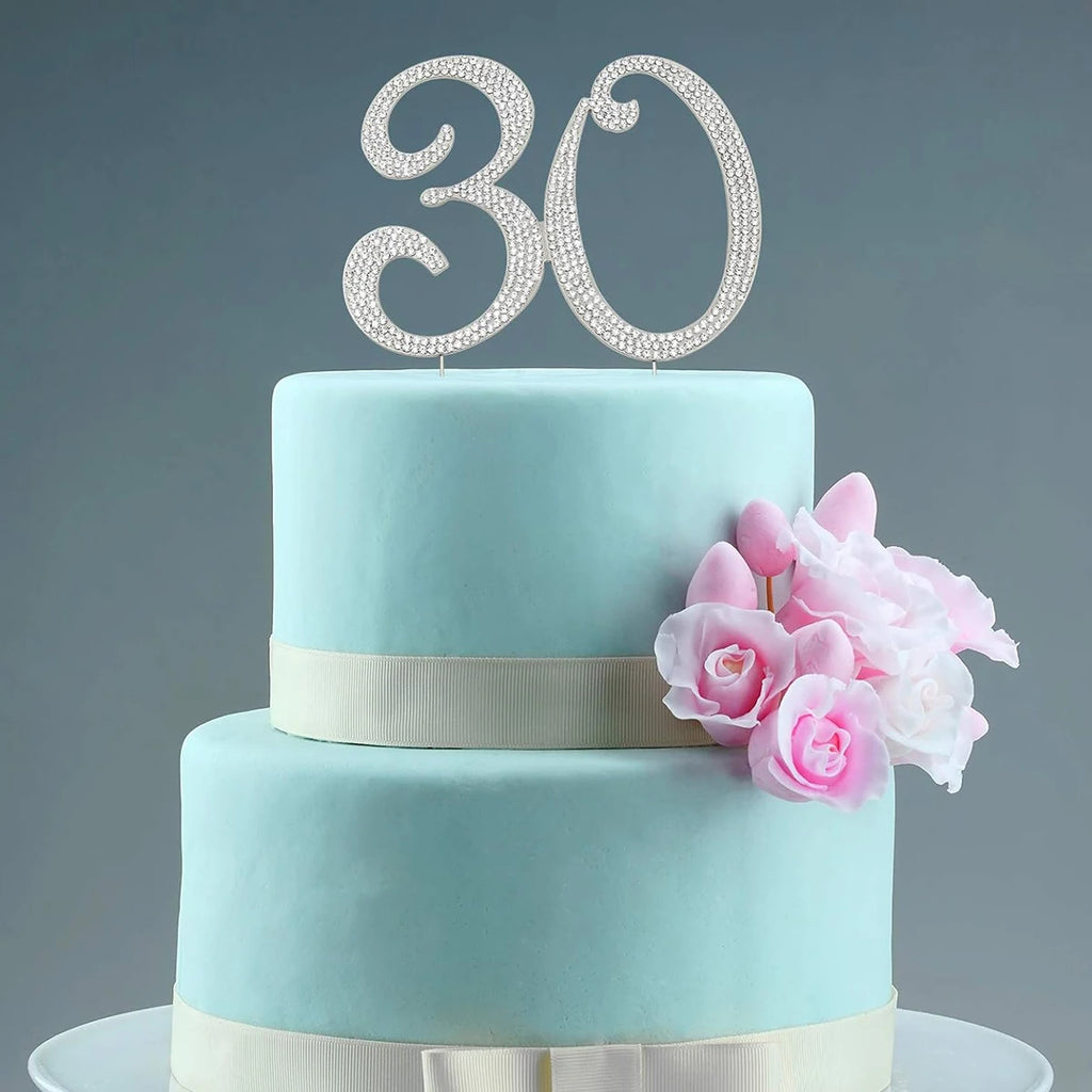 25 Cake Topper Sparkly Crystal Rhinestones Cake Topper Cake Decoration for 25th Birthday Party or or 25th Wedding Anniversary