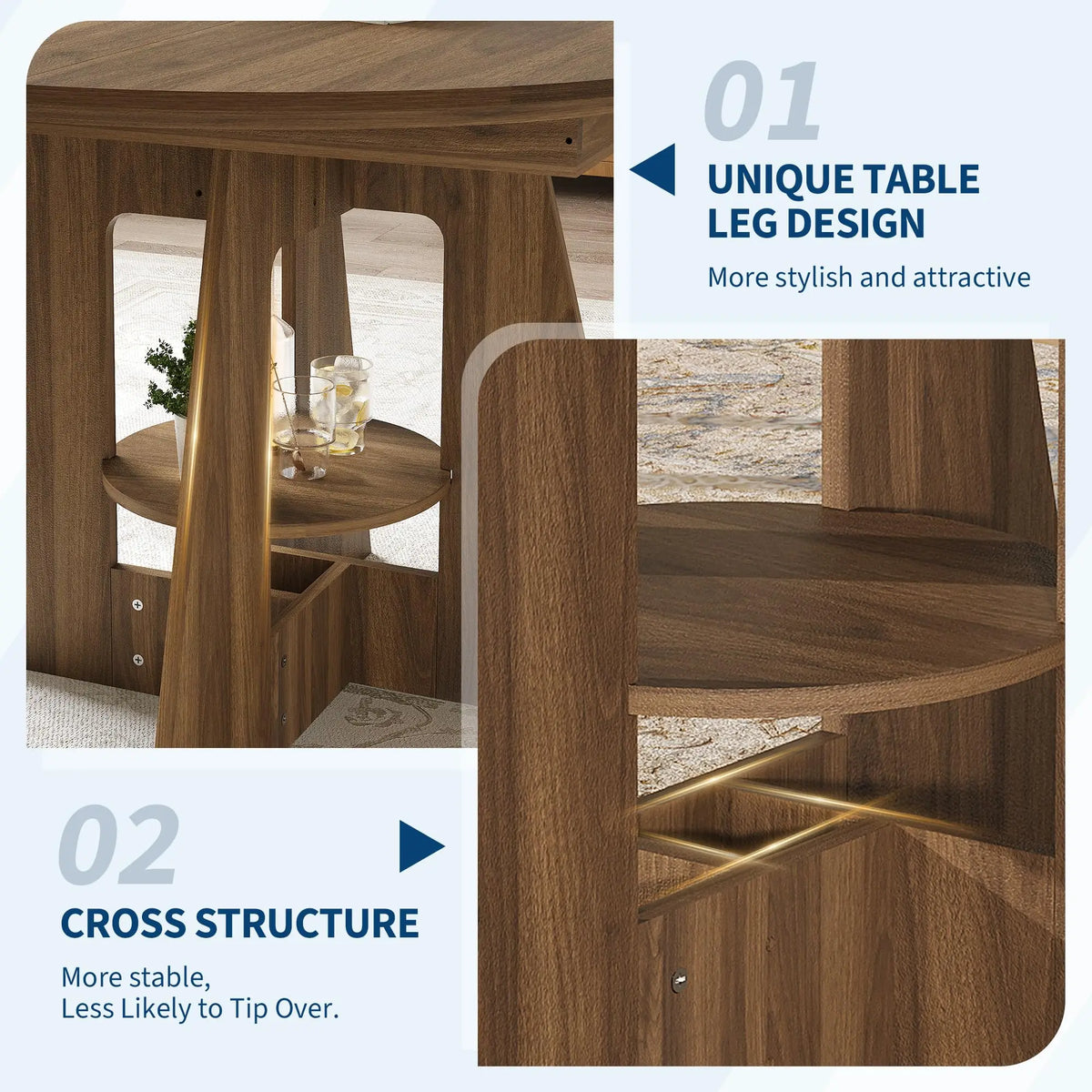 43.3-59 Inch Extendable Round Dining Table