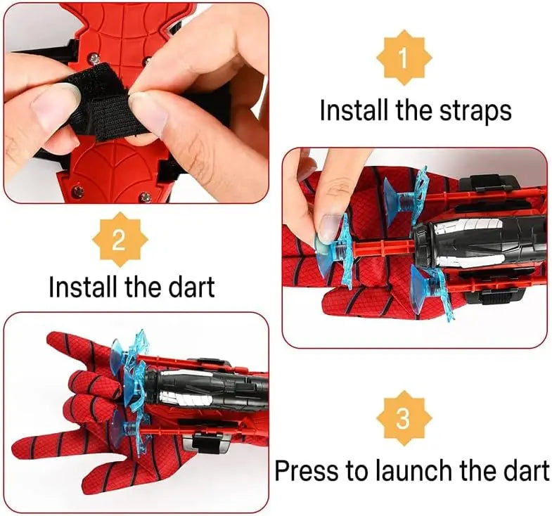 20Sets Spider Launcher Spitting Gloves Sticky Wall Bullet Gun Suction Cup Projectile Toys Children's Wrist Launch Spitting Toys