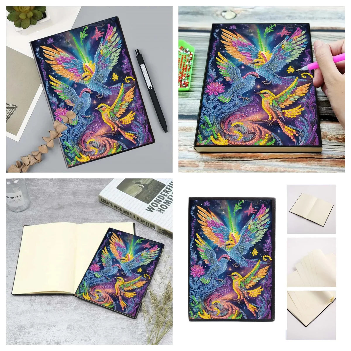 Diamond Painting DIY handicraft kit bird, elephant pattern leather female adult Diamond Painting Diary Sketch Book Kit