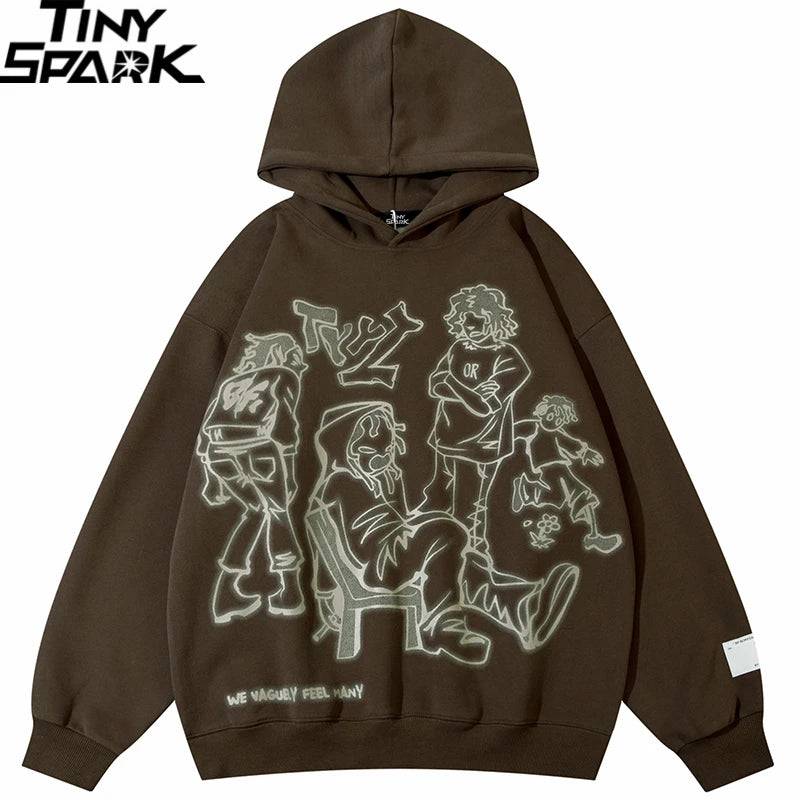 2025 Men Streetwear Pink Hoodie Sweatshirt Funny Cartoon Graphic Hoodie Autumn Harajuku Anime Hooded Pullover Hip Hop Hipster