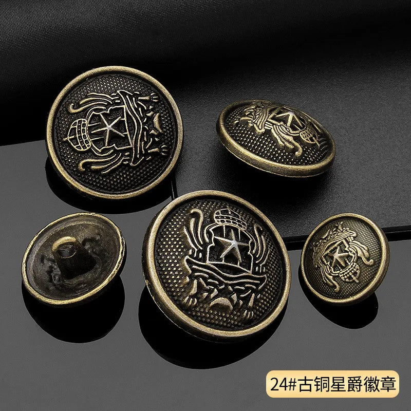 Vintage Gold Black Round Metal Shank Buttons for Diy Craft Handmade Clothing Coat Suit Sweater Scrapbooking Sewing Supplies