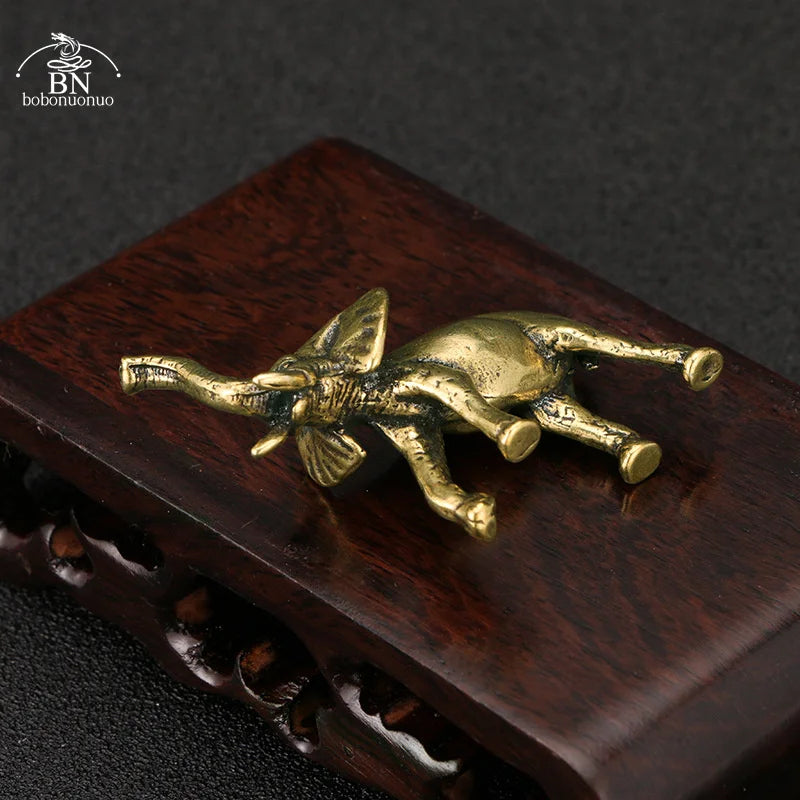 Vintage Brass Elephant Home Decor Ornaments Crafts Miniatures Figurines Desk Decoration Accessories Handmade Mini Animals Statue