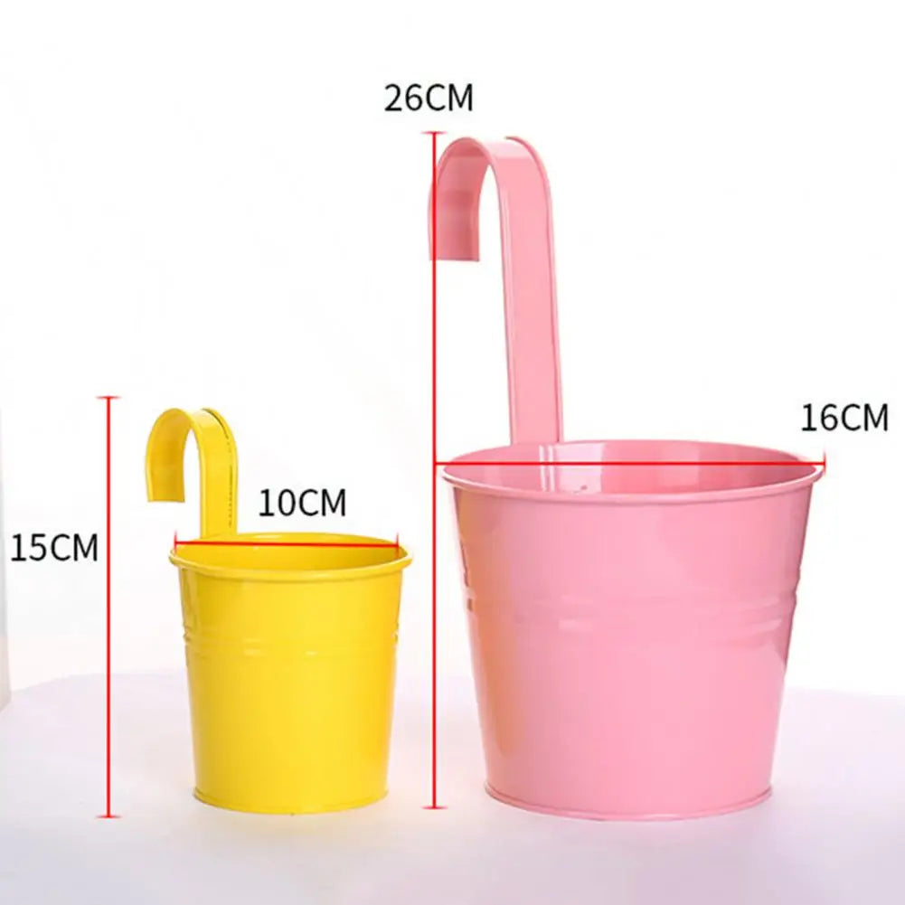 Hanging Flower Pot Natural Style Iron Metal Bucket Balcony Courtyard Home Decor Cafe Hook Wall Pot Flower Pot Garden Decoratiom