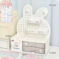 Desktop Hole Board Storage Box Desk Organizer Girls Cute Pen Holder Storage Stationary Rack Korean Kawaii Bunny Cosmetic Shelf