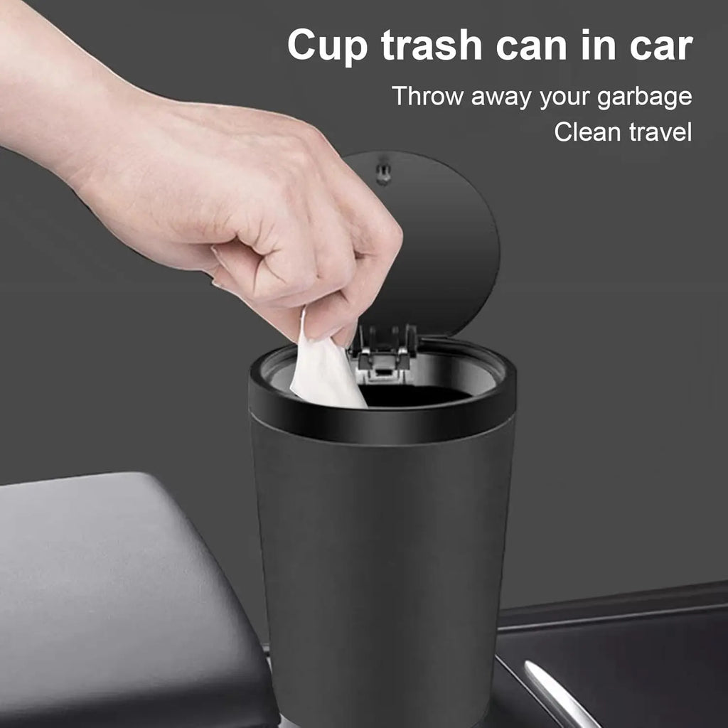 Mini Vehicle Trash Can with Lid, 800ml Portable Car Cup Holder, Portable Trash Can for Car, Kitchen, Office, Home, Black