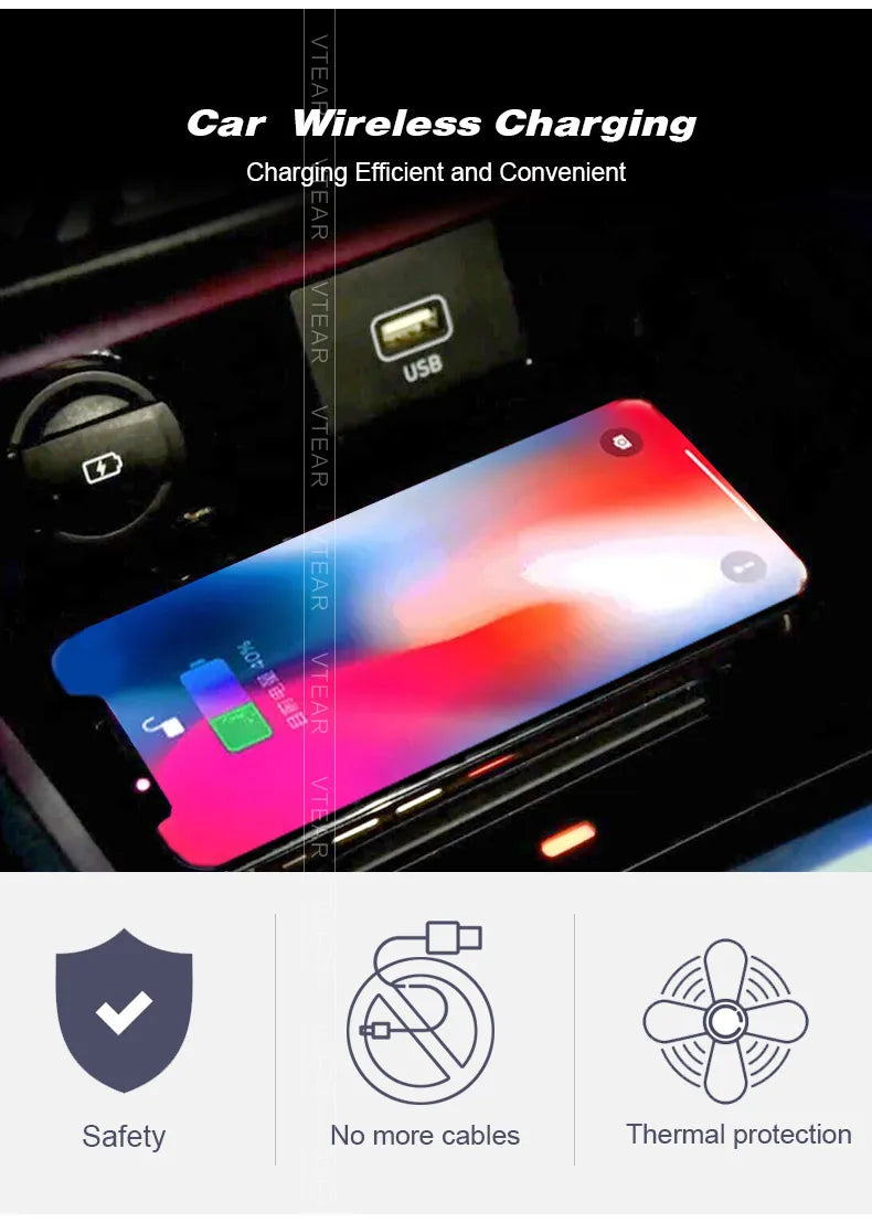 Car Wireless Charger For Hyundai Creta 2022-2024 Accessories 15w Fast Phone Charging Plate Adapter Interior Modification Parts