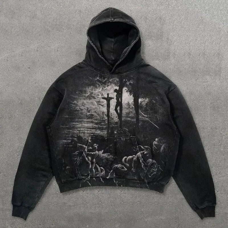 Plus Size Graphic Regular Male Hoodie Overfit Y2k Clothes High Quality Korean Style Pastel Color Cotton Men's Hooded Sweatshirt