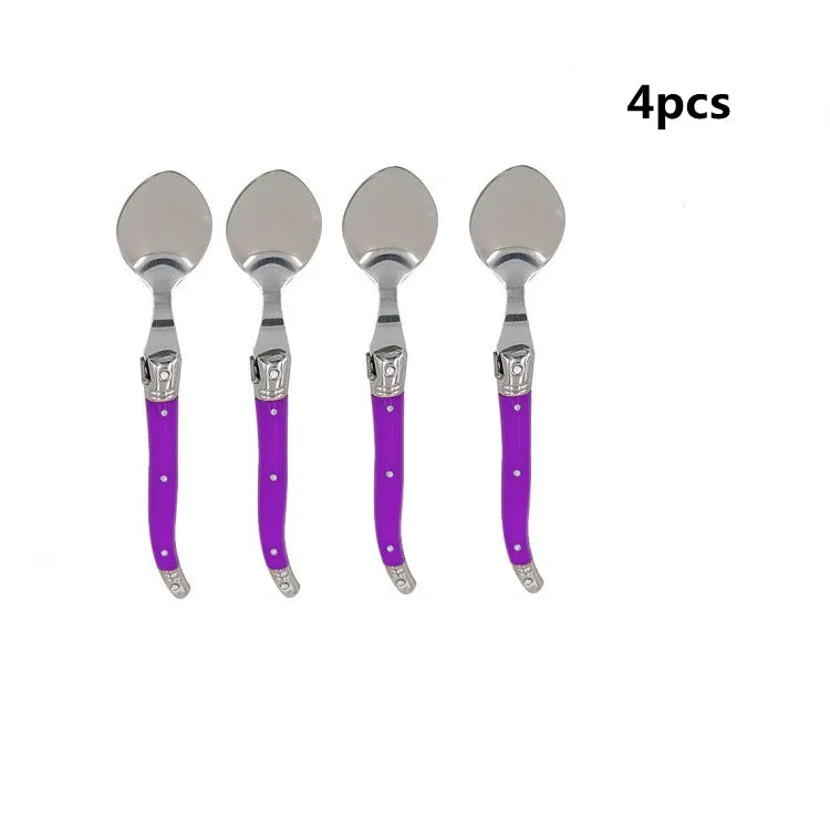 Laguiole Teaspoon set Mini Small Coffee Spoons Ice Tea Spoon Stainless Steel Stirring Dessert Scoop Flatware 6'' 15.5cm 4-10pcs