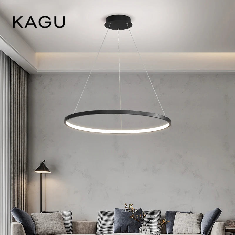 Modern Round LED Chandelier Black/White - Dimmable Pendant Light