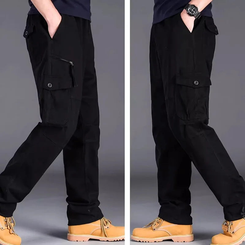 Men's Tactical Casual Pants New Elastic Waist Cargo Trousers