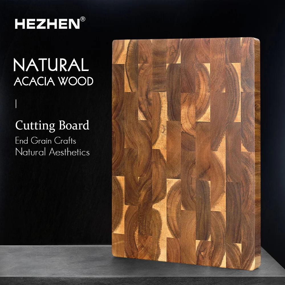 HEZHEN Acacia Wood Splicing Cutting Board End Grain Kitchen Double Sided Chopping Board used as a Pallet