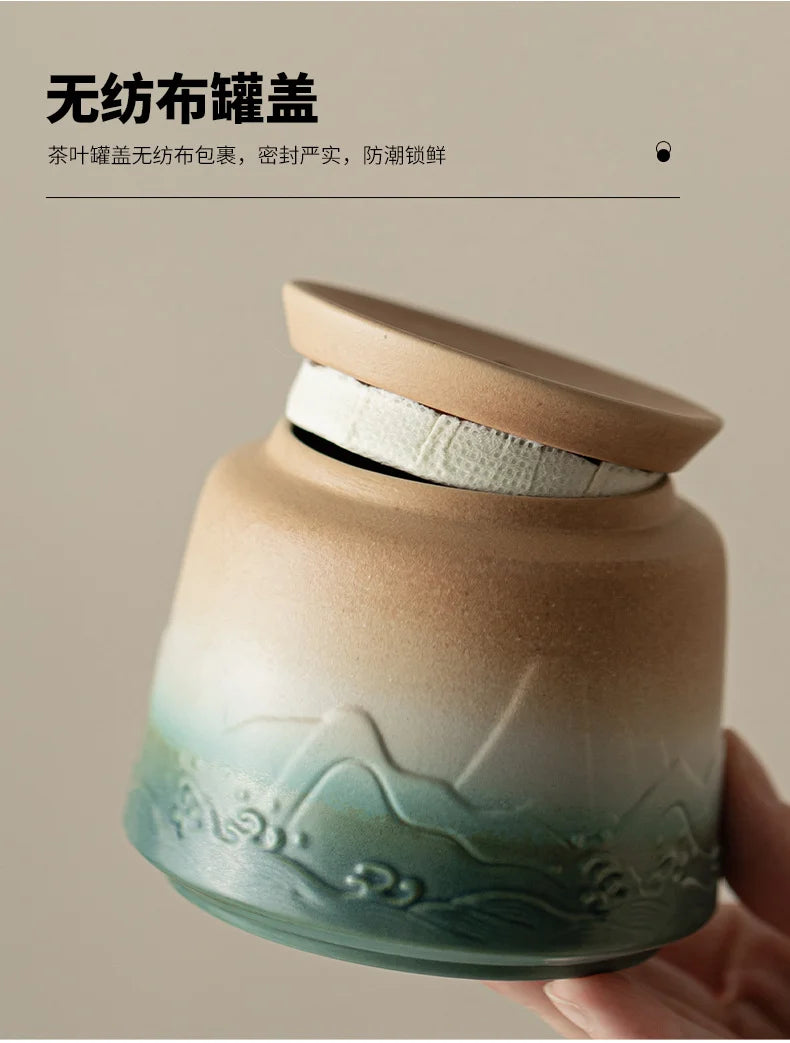 500ml Mountain Sea Ceramic Master Cup with Lid Tea Cup with Inner Filter Large-capacity Separation Teacup Chinese Tea Supplies