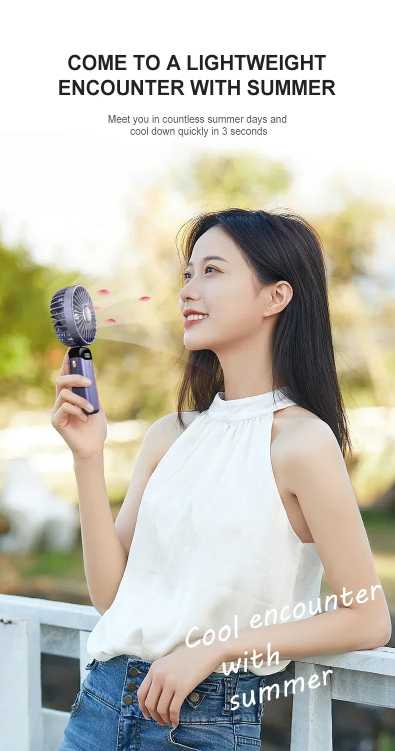 Portable Neck Fan with LED Display & Phone Stand – 1800mAh Rechargeable