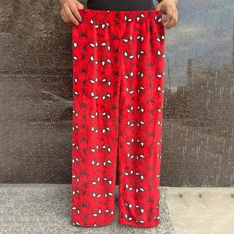 Kitty Spider-man Cotton Velvet Loose Pajamas Pajamas Long Pants Women's And Men's Cartoon Sleeping Casual Wear