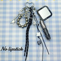 Y2K Good Luck Mirror Keychain Silver Metal Lipstick Holder Star