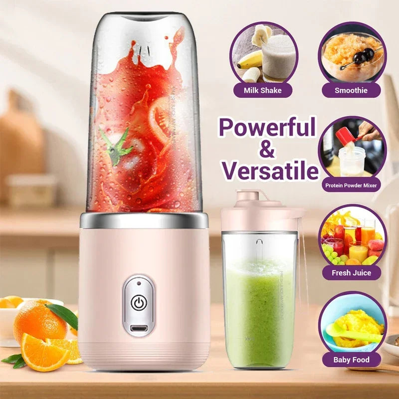 Juicer Cup Set Portable Mixer with 6 Blades Mixer Machine Automatic Smoothie Blender Lemon Orange Fruit Squeezer Travel