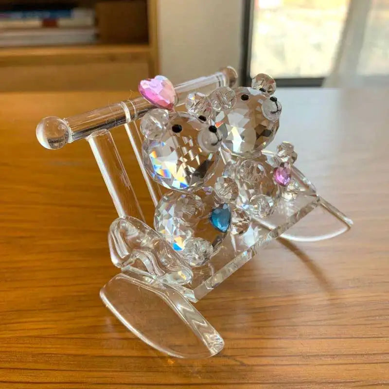 Crystal Couple Bear Figurine Glass Animal Bear Car Ornament Decor Home Table Decor Valentine's Day Gifts For Lovers