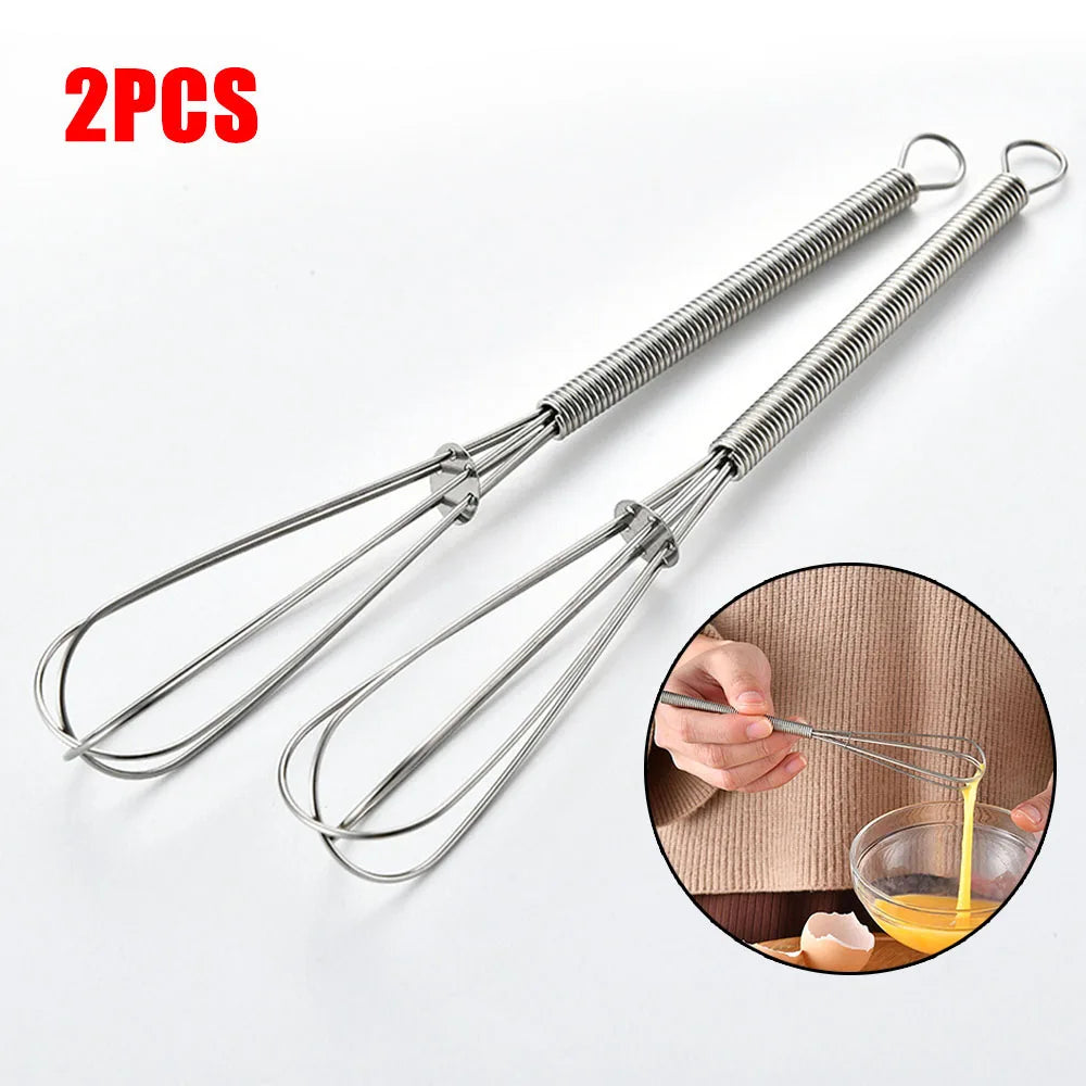 2pcs Mini Stainless Steel Balloon Wire Whisk Manual Egg Beater Mixer Kitchen Baking Utensil Milk Cream Butter Whisk