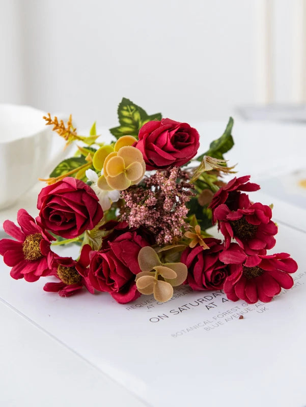 2/4pcs Artificial Flowers Roses Silk Wedding Home Room Table Vase Fillers Festival Outdoor Garden Couryard Decor Bridal Bouquets