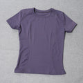 Women's Quick-Dry Compression Gym Tee - Slim-Fit Breathable Workout Shirt for Running & Training Stretchy Solid Color Sportswea