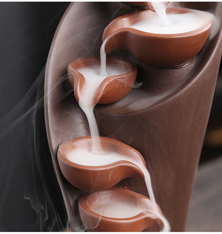 1pc,Handmade Torch Design Waterfall Incense Burner Creative Home Decor Incense Holder Portable Ceramic Censer (Without Incense)