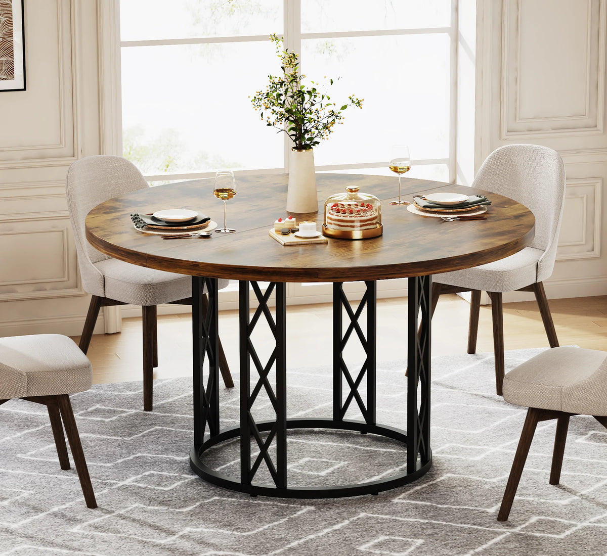 Tribesigns Round Dining Table for 4-6 People