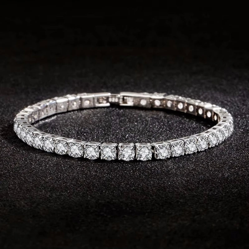 S925 Sterling Silver Bracelet Zirconia Tennis Ball Women Fashion