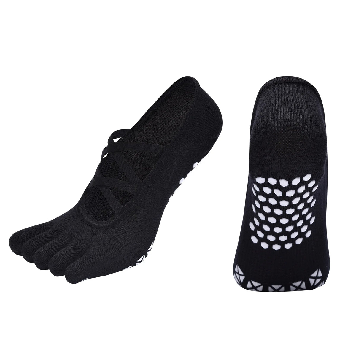 Women Bandage Breathable Pilates Socks Ladies Anti-slip Cotton Backless Sock Five Toes Ballet Dance Fitness Workout Sports Socks