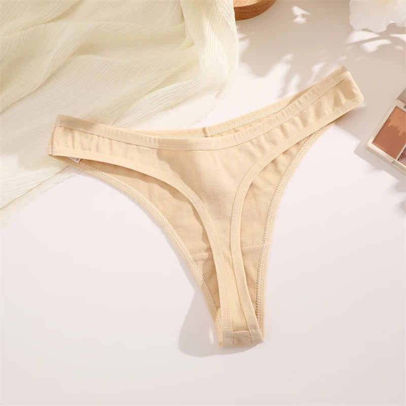 FINETOO 3Pcs Cotton Solid Thongs Women's Panties Sexy Low Waist Comfortable Underwear Female Breathable G-string Soft Lingerie