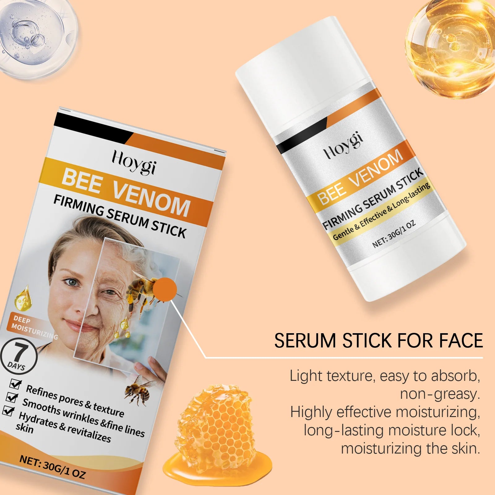 HOYGI Bee Venom Firming Cream Moisturizing Sagging Improvement Reduce Fine Lines Damaged Skin Repair Facial Skin Care Essence