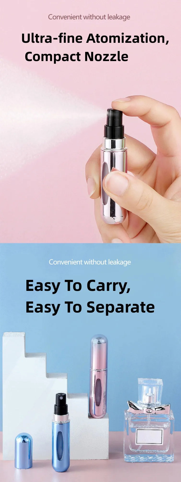 5ML Portable Travel Perfume Spray Bottle with Skin Care Tools Convenient and Easy to Carry Great for On-the-go Use and Touch-ups