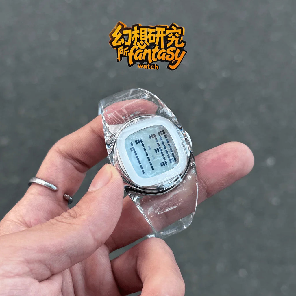 Y2K Fully Transparent Watch — Minimalist See-Through Design, Paired with an Acrylic Strap (Fits Wrist Circumference ≤ 18 cm)