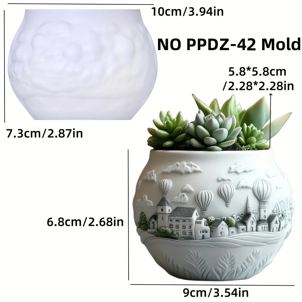 Sea Bay Canyon Relief Succulent Plant Flower Pot Resin Silicone Mold Mountain Range Sea Sunrise Relief Storage Box Gypsum Molds