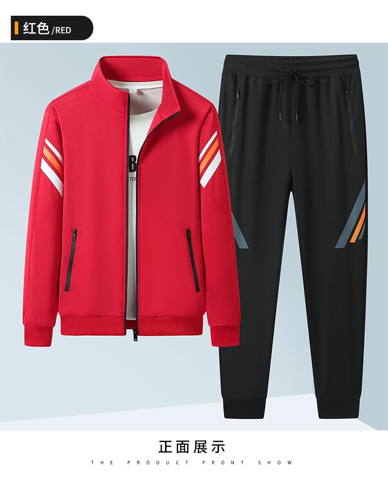 Spring Autumn Casual Men's Sports Suit Jacket Trousers Two-piece Set Sweatshirt Men's Tracksuit