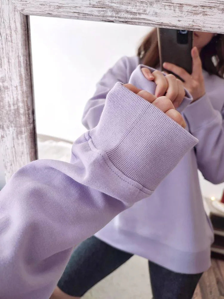 Streamgirl Cotton Basic Sweatshirt Women Oversized Yellow Pullovers Loose Casual Tops Spring Colorful Sweatshirts Women Pink
