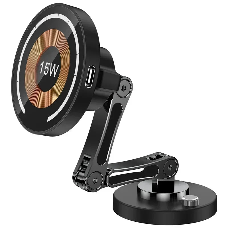 Car Magnetic Wireless Charger Adjustable Mobile Phone Holder for iPhone 15 14 13 12 Pro Max Fast Charging Easy Paste Mount Stand