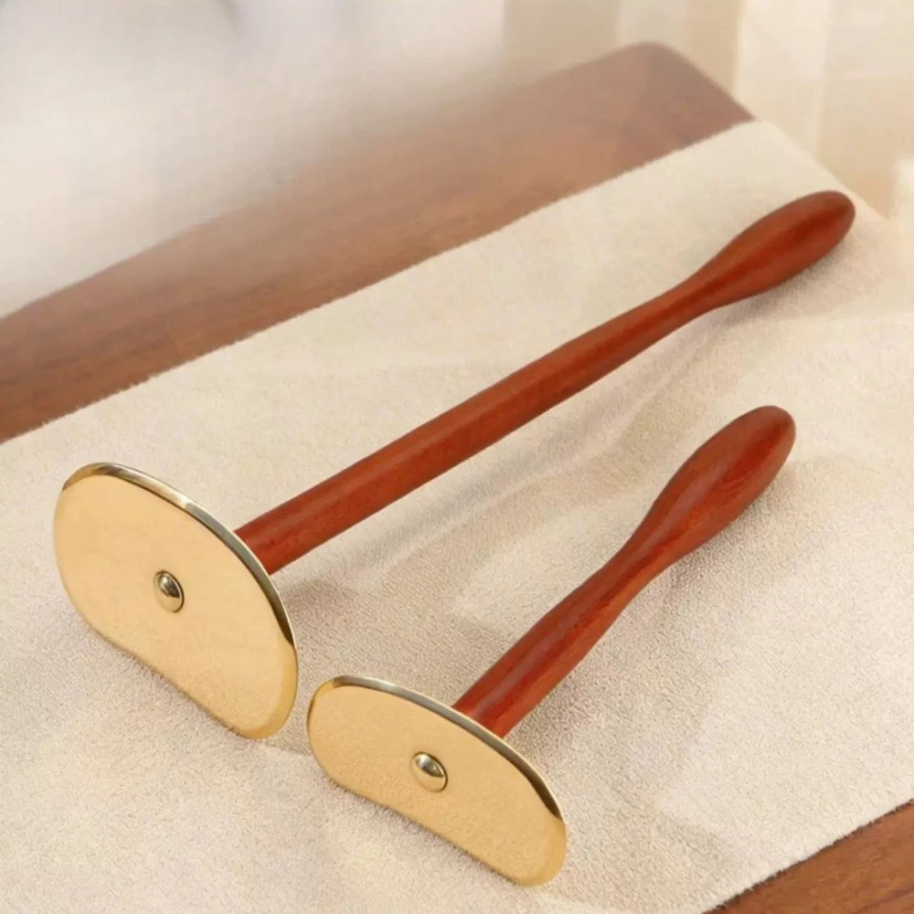 Wood & Brass Gua Sha Tool - Natural Face/Body Massage Tool for Skin Care & Relaxation